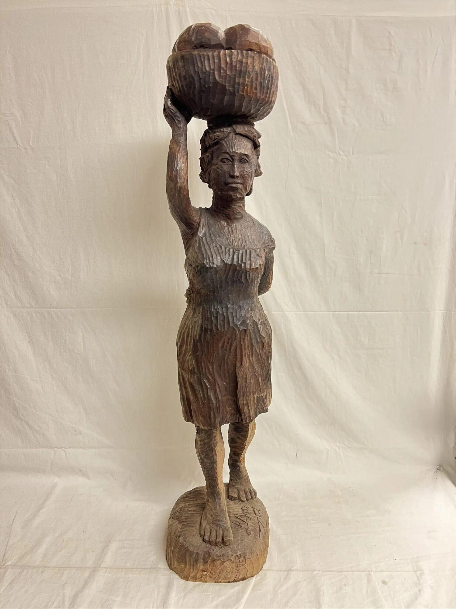 Ludovic Booz sculpture "Haitian b.1940 -La Marchande"