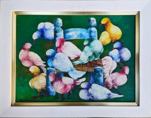 Pigeons sur chaise par Gesner Armand